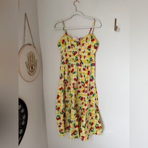 Yellow gingham plaid Cherry Sundress